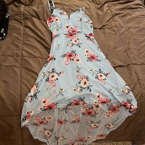 No Boundaries Floral Blue High Low Dress